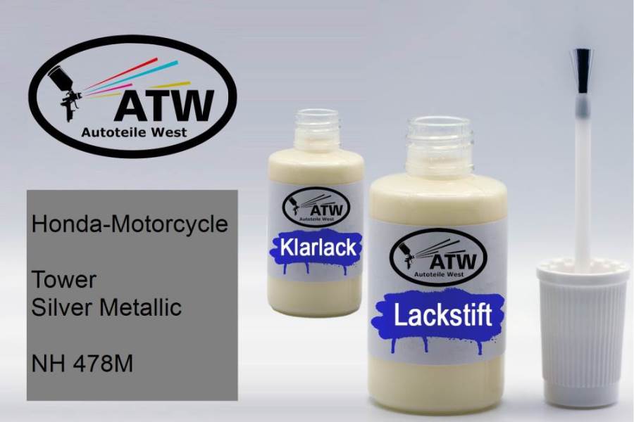 Honda-Motorcycle, Tower Silver Metallic, NH 478M: 20ml Lackstift + 20ml Klarlack - Set, von ATW Autoteile West.